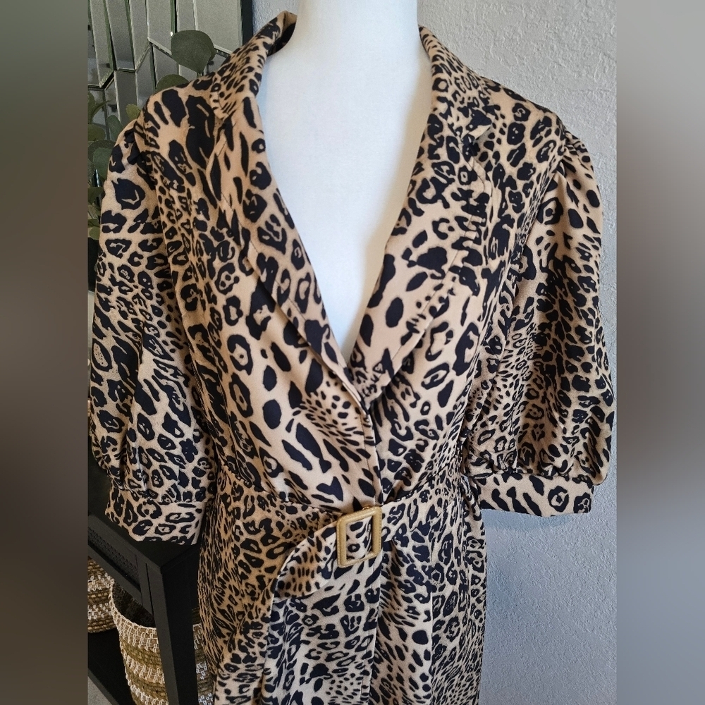 Saint Genies Leopard Print Women's Coat Dress - Picture 4 of 9